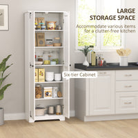 67" Farmhouse Pantry Cabinet with 2 Doors, Tall Storage Cabinet with Adjustable Shelves, Distressed White