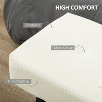 39" Upholstered Ottoman Bench, Corduroy Entryway Bedroom Bench with Padded Seat and Steel Legs for Bedroom, Cream White