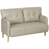 58" 2 Seat Sofa, Modern Love Seats Furniture, Upholstered 2 Seater Couch, Solid Wood Frame, Beige