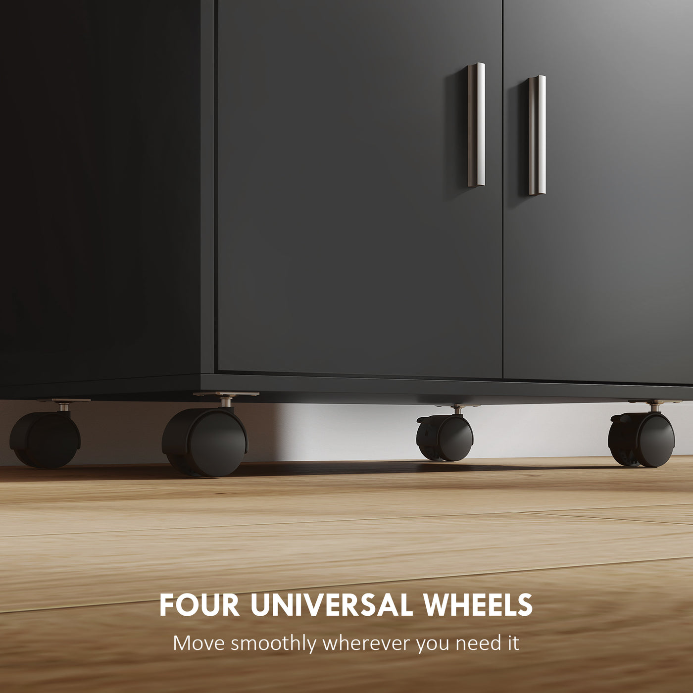 Microwave Cart with Wheels, Microwave Stand with Worktop, Open Shelves and Drawer, Storage Cabinet, Black