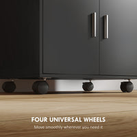 Microwave Cart with Wheels, Microwave Stand with Worktop, Open Shelves and Drawer, Storage Cabinet, Black