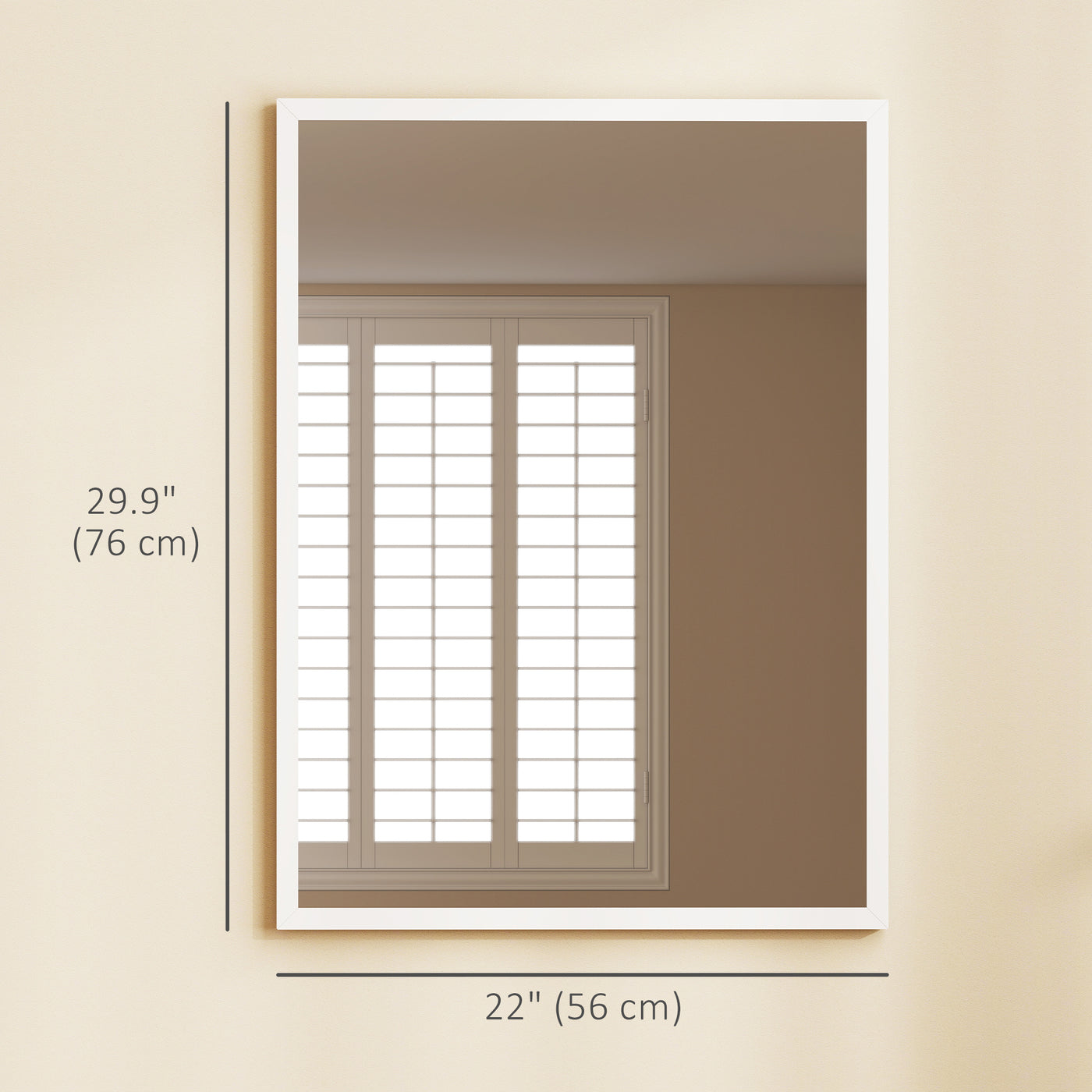 22" x 30" Bathroom Mirror for Wall, Rectangular Mirror for Living Room, Bedroom, Entryway, White