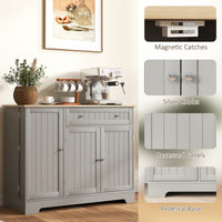 Modern Sideboard Cabinet, 41" Kitchen Buffet Cabinet with Drawer, Adjustable Shelf, 3 Doors for Dining Room, Grey