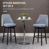 Extra Tall Bar Stools Set of 2, Modern 360° Swivel Barstools, Dining Room Chairs with Steel Legs Footrest, Light Grey