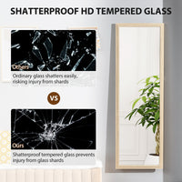 64" x 21" Full Length Mirror, Standing, Wall-Mounted or Leaning Against Wall, for Bedroom, Living Room, Beige