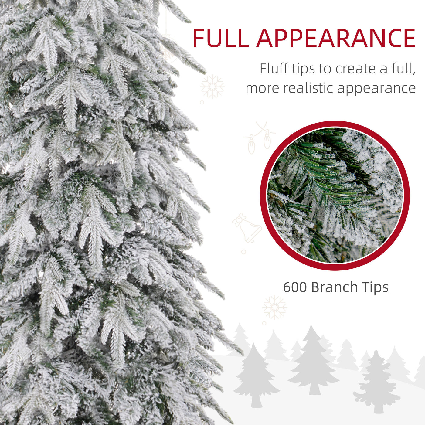 6ft Pencil Flocked Artificial Christmas Tree with 600 Branch Tips, Auto Open and Steel Base, Green
