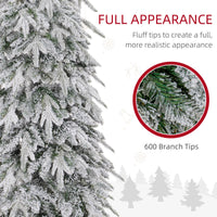 6ft Pencil Flocked Artificial Christmas Tree with 600 Branch Tips, Auto Open and Steel Base, Green