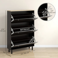 Shoe Storage with 3 Flip Drawers and Adjustable Shelves, Entryway Shoe Storage Cabinet for 24 Pairs of Shoes, Black