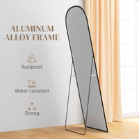 Arched Standing Mirror, 64" x 20" Full Length Mirror, Free Standing or Wall Mounted for Living Room, Bedroom, Black