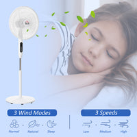 Standing Floor Fan with Remote Control, Stand Up Cooling Fan, Tall Pedestal Electric Fan for Home Bedroom, White