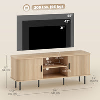 TV Stand Cabinet for TVs up to 65 Inches, TV Unit with Storage Shelves and Cabinets for Living Room, Oak Tone
