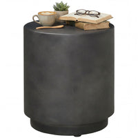Terrazzo Finish Side Table, 17" Round End Table for Indoor and Outdoor, Charcoal Grey
