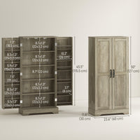 50" Pantry Storage Cabinet, Farmhouse Kitchen Pantry Cabinet with Doors, Adjustable Shelves, Distressed Grey