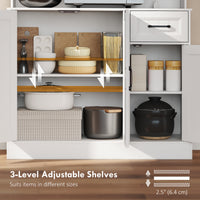 71" Pantry Cabinet with Charging Station, Kitchen Storage Cabinet with Microwave Stand, Adjustable Shelves, White