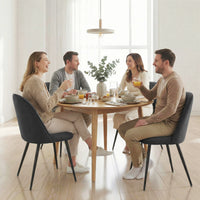 Set of 4 Modern Dining Chairs, Velvet Upholstered Kitchen Chairs with Steel Legs for Living Room, Black