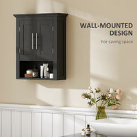 Bathroom Wall Cabinet, Medicine Cabinet, Toilet Storage Cabinet with Shelf for Living Room and Entryway, Black