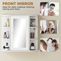 Mirrored Bathroom Wall Cabinet Wall Mounted Medicine Cabinet with Door & Shelves, White