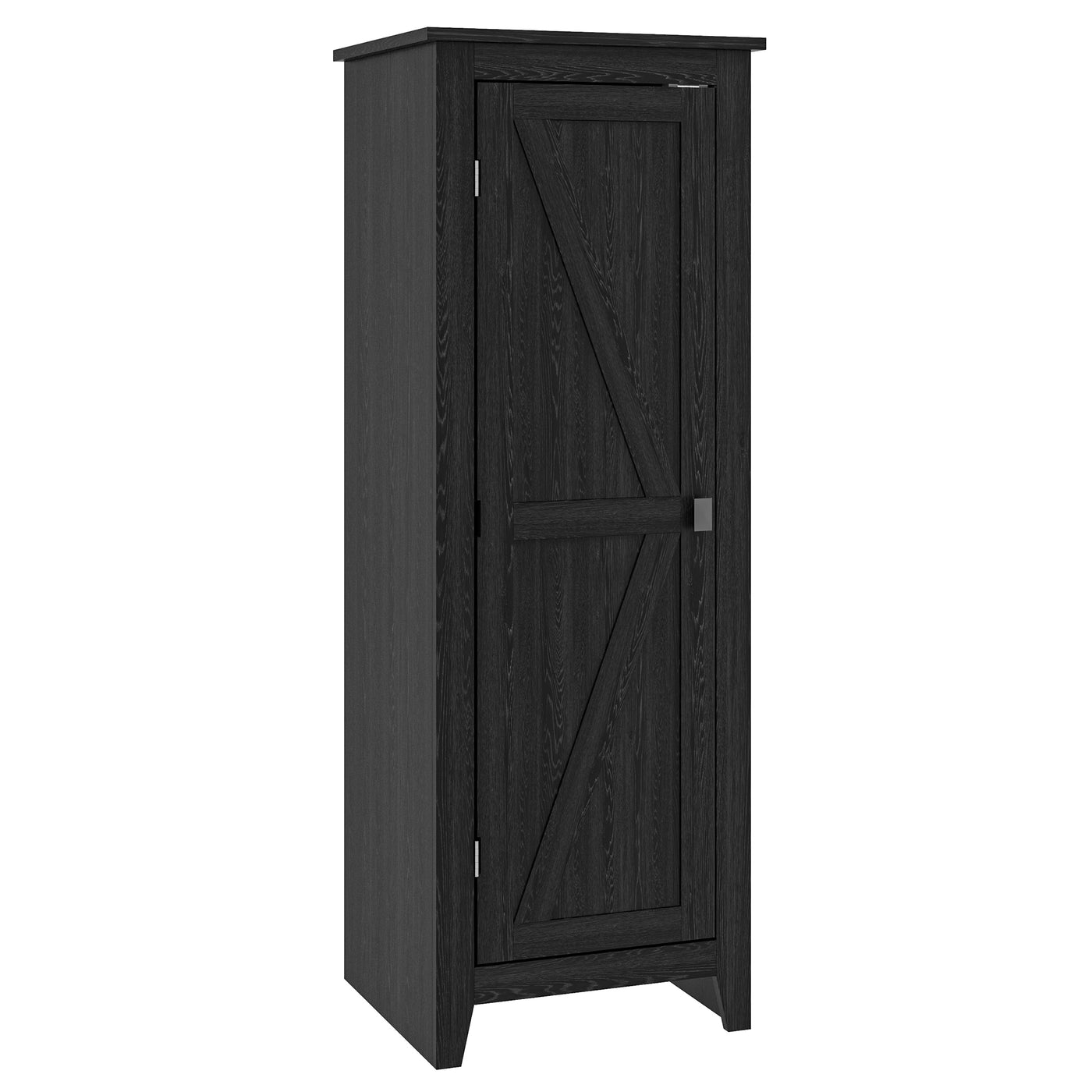 48" Farmhouse Kitchen Pantry Storage Cabinet with Barn Door, Kitchen Pantry Cabinet with Adjustable Shelves, Black
