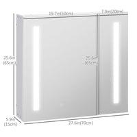 LED Medicine Cabinet with Mirror and Lights, 27.5" x 25.5" Lighted Bathroom Wall Cabinet, Bathroom Mirror Cabinet with Adjustable Shelf, USB Charge, White