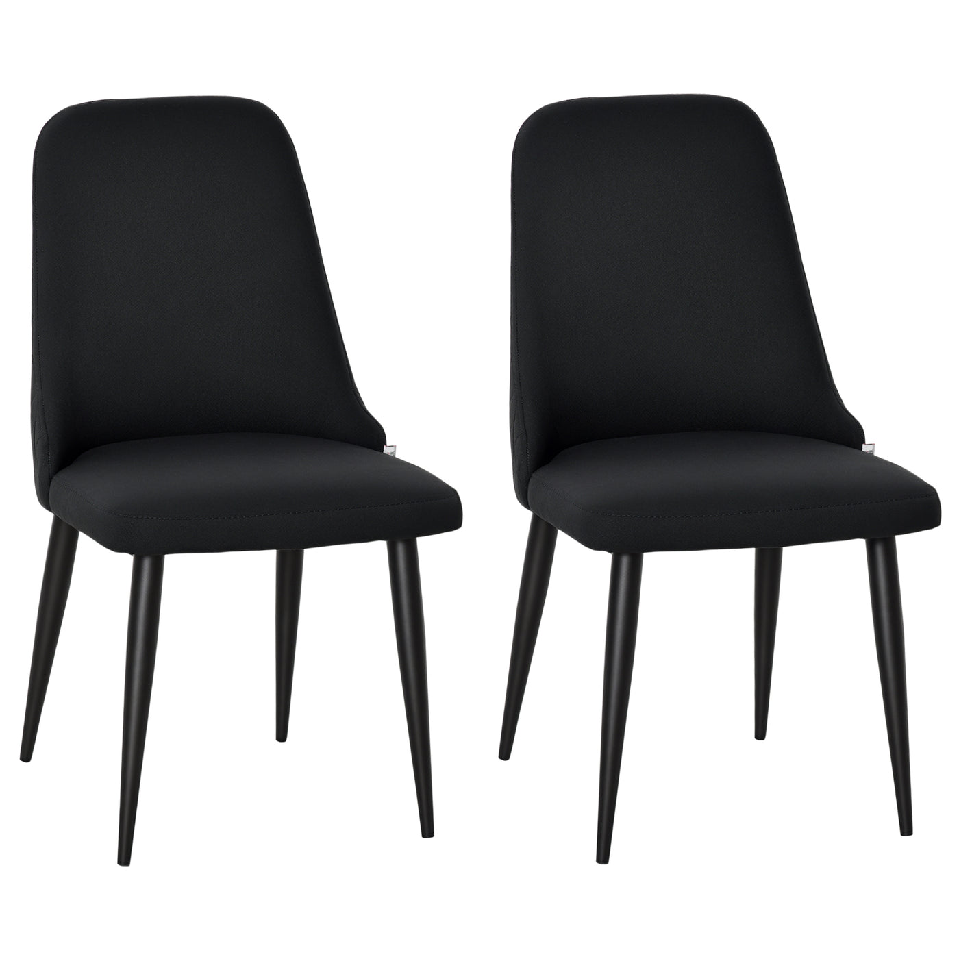 Modern Dining Chair Set of 2, Fabric Upholstered Side Chairs for Kitchen Living Room with Metal Legs, Black