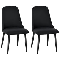 Modern Dining Chair Set of 2, Fabric Upholstered Side Chairs for Kitchen Living Room with Metal Legs, Black