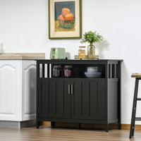Sideboard Buffet Server Storage Cabinet Console Table with 2 Doors and Adjustable Shelves for Kitchen & Dining Room, Black