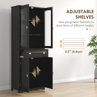 63" 4-Door Kitchen Pantry Cabinet, Freestanding Storage Cabinet Cupboard with Adjustable Shelves, Black
