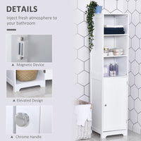 Tall Bathroom Storage Cabinet, Freestanding Tower Cabinet with Adjustable Shelf, 3 Open Shelves, White
