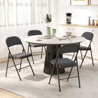 4 Pack Folding Chairs with Padded Seats, Velvet Portable Party Chairs with Steel Frame, Dark Grey