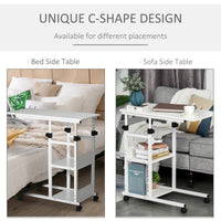 Mobile Standing Desk, Adjustable Height 31.5 inch Stand Up Desk with Wheels for Home Office, White