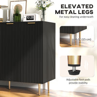 Modern Kitchen Storage Cabinet, Sideboard Buffet Cabinet with Adjustable Shelves for Hallway, Black