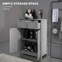 Bathroom Cabinet, Bathroom Storage Cabinet with 2 Drawers, Adjustable Shelf for Living Room, Entryway, Grey