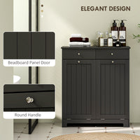 Laundry Cabinet, Tilt Out Laundry Hamper Cabinet with 2 Baskets, Bathroom Hamper Cabinet with 2 Drawers, Black