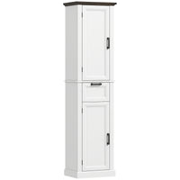 65" Tall Bathroom Storage Cabinet, Freestanding Farmhouse Slim Bathroom Cabinet with 2 Doors, Shelves and Drawer, White