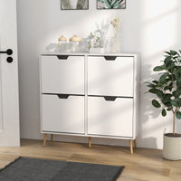 Shoe Storage Cabinet with 4 Flip Drawers and Adjustable Shelf, Shoe Cabinet for 8-16 Pairs of Shoes, White