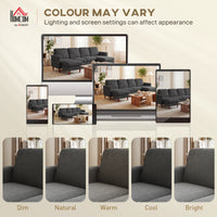 Sectional Sofa, Corduroy U Shaped Couch with Double Chaise and Spring Cushions, 2200lb Capacity, Dark Grey