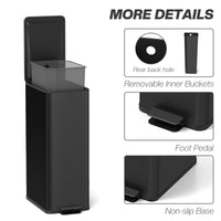 5.3 gal/20 L Stainless Steel Kitchen Garbage Can with Soft-close Lid, Foot Pedal, Fingerprint-Proof, Black