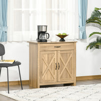 Farmhouse Sideboard Buffet Cabinet, Storage Cabinet with Barn Doors, Distressed Brown