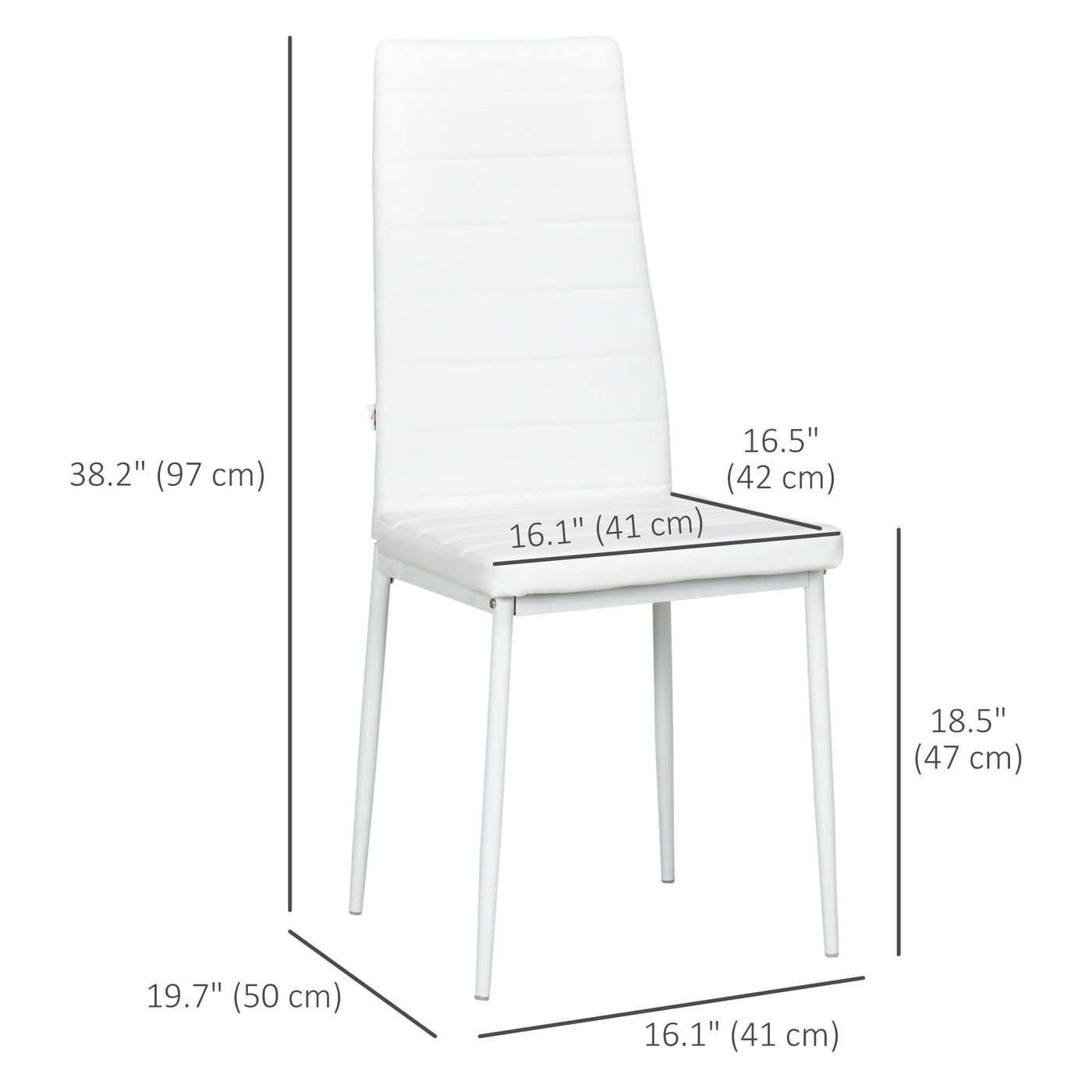 Modern Dining Chairs, Set of 4, High Back PU leather Upholstery and Metal Legs for the Living Room, Kitchen, Home Office, White