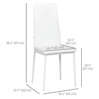 Modern Dining Chairs, Set of 4, High Back PU leather Upholstery and Metal Legs for the Living Room, Kitchen, Home Office, White