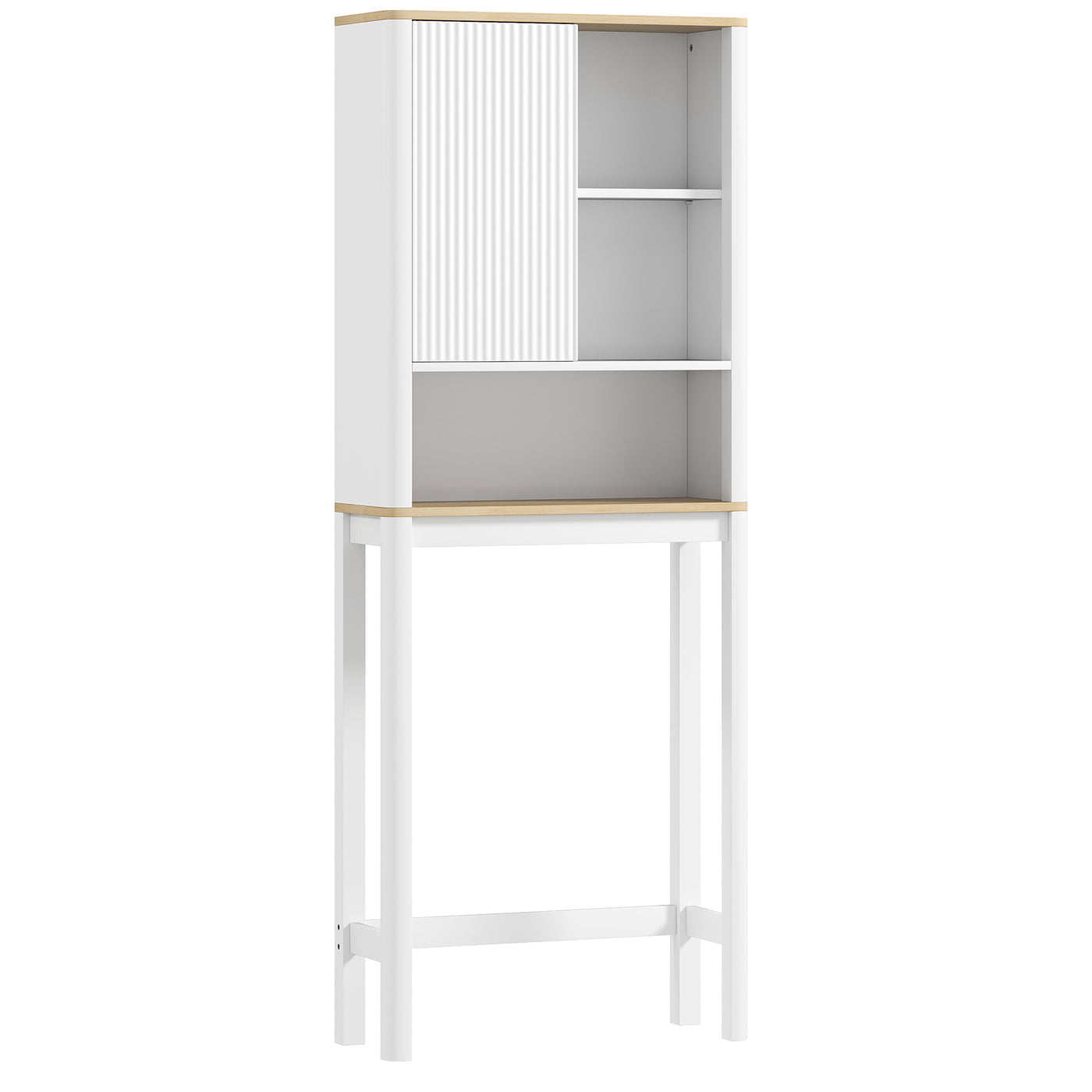Over The Toilet Storage Cabinet, Bathroom Space Saver Cabinet with Adjustable Shelf, Bathroom Organizer, White