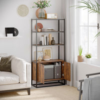 Storage Cabinet with 3 Open Shelves Cupboard Freestanding Tall Organizer Multifunctional Rack for Livingroom Bedroom Kitchen Rustic Brown