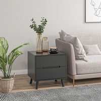 Modern Nightstand, Night Table with 2 Drawers, Bed End Table with Solid Wood Legs for Bedroom