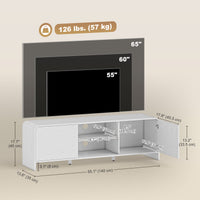 TV Stand for up to 65 Inch TV, Nordic Entertainment Center with 2 Cabinets and 2 Open Shelves for Living Room, White
