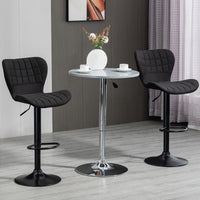 Bar Stools Set of 2, Adjustable Height Swivel Bar Chairs, Linen-feel Fabric Upholstered Kitchen Counter Stools with Wide Seat, Back and Footrest, Black
