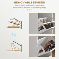 Slim Shoe Cabinet with 3 Flip Drawers and Adjustable Shelves, Narrow Shoe Cabinet for 15 Pairs of Shoes, White