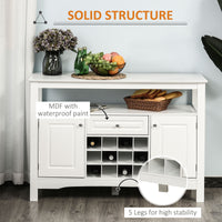 Modern Kitchen Buffet Bar Cabinet Storage Sideboard Dining Server with Drawer & 12-Bottle Wine Rack for Living Room, White
