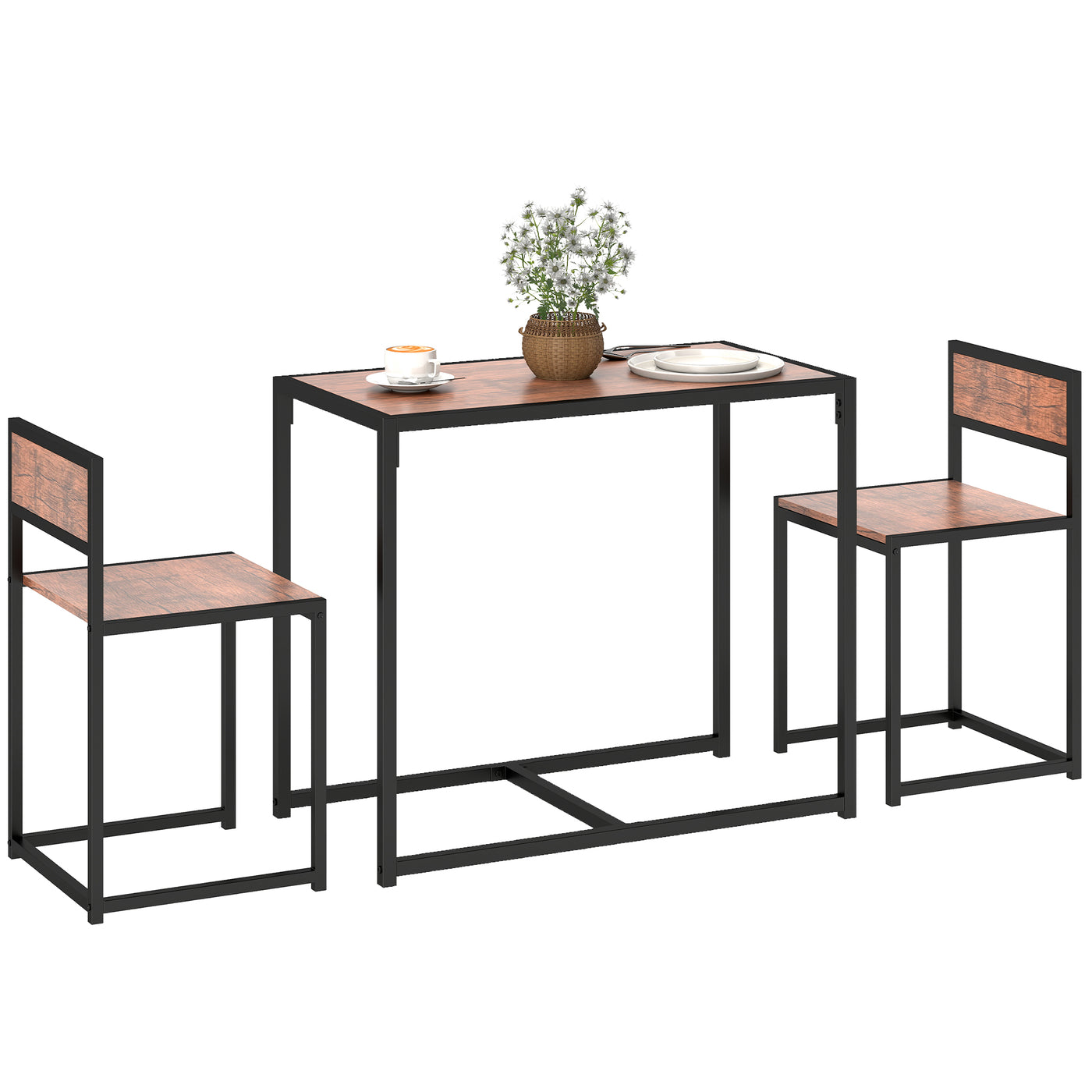 Dining Table Set, Industrial Dining Set for 2, Kitchen Table and Chairs for Small Space, Dining Room Table with Chairs