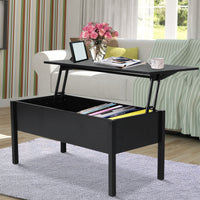 39" Modern Lift Top Coffee Table with Hidden Storage Compartment, Center Table for Living Room, Black