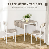 Foldable Dining Table Set for 2, Drop-Leaf Kitchen Table with 2 Chairs for Apartments, Studios, Natural Drop-leaf Dining Table Set Includes 2 Chairs